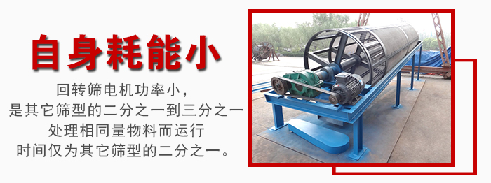 滾筒篩耗能小，使用壽命長(zhǎng)，維修方便