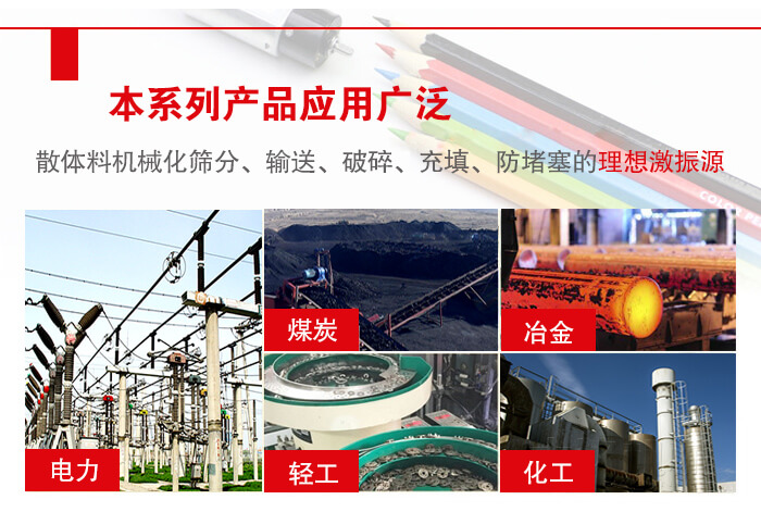 yzs振動(dòng)電機(jī)多用于物料的篩分，輸送（短距離），破碎，充填等作用。