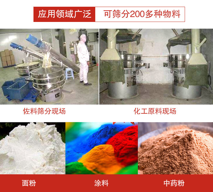 不銹鋼振動(dòng)篩應(yīng)用領(lǐng)域廣泛可篩分200多種物料。